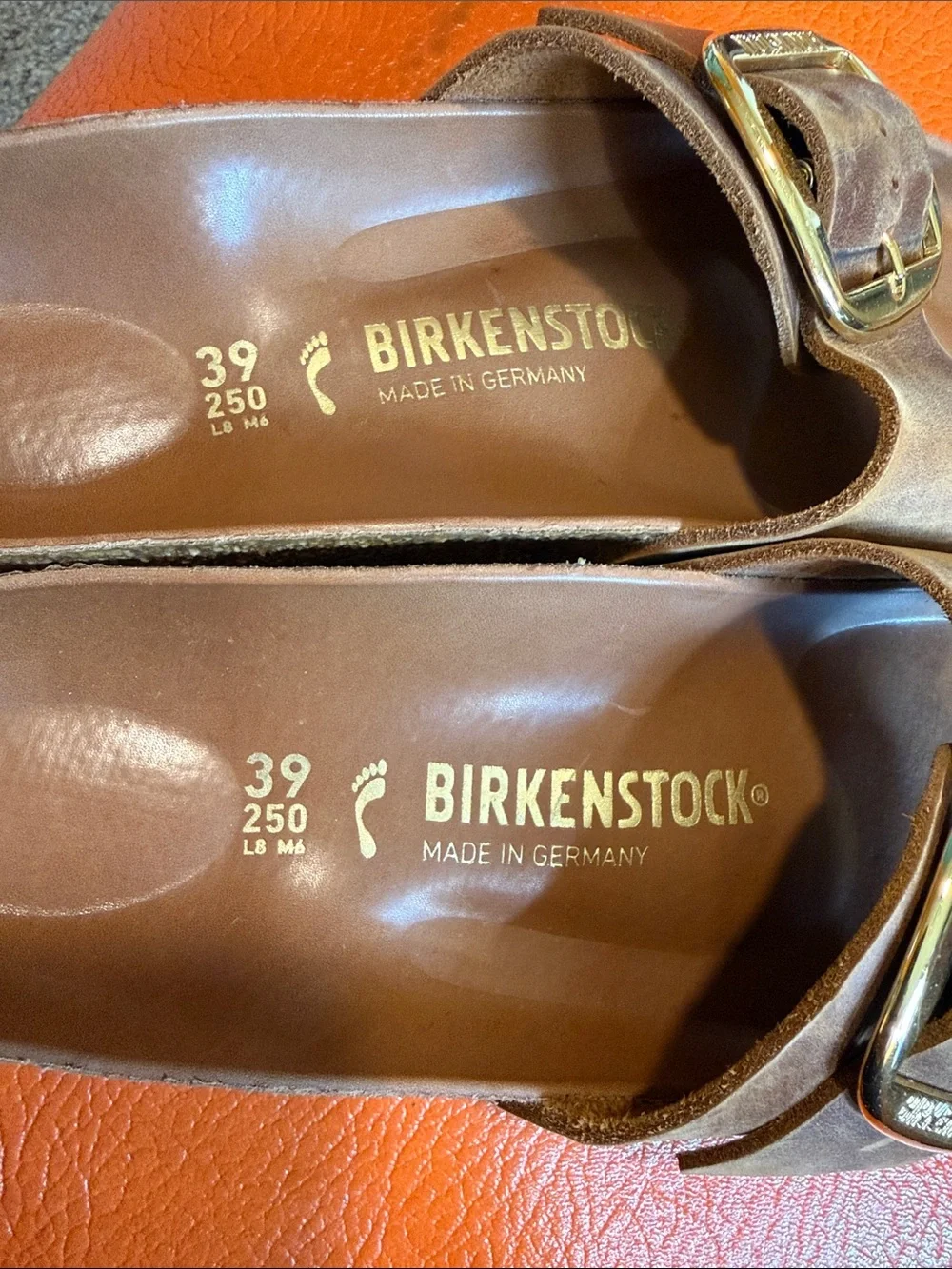 Birkenstock Madrid Single Buckle Sandals in Brown with Gold Buckle - Picture 5 of 5